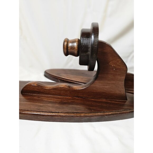 Vintage Wooden Wall-Mounted Candle Holders - Set Of 2 - Dark Wood Finish - Oval - Picture 10 of 11